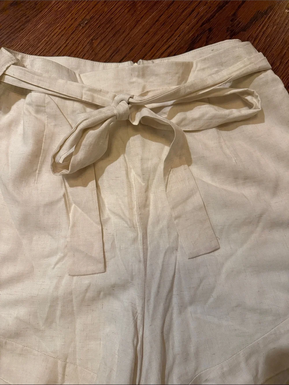 NWT Francesca's Blue Rain Collections Cream Ruffle Tie-Waist High-Rise Shorts